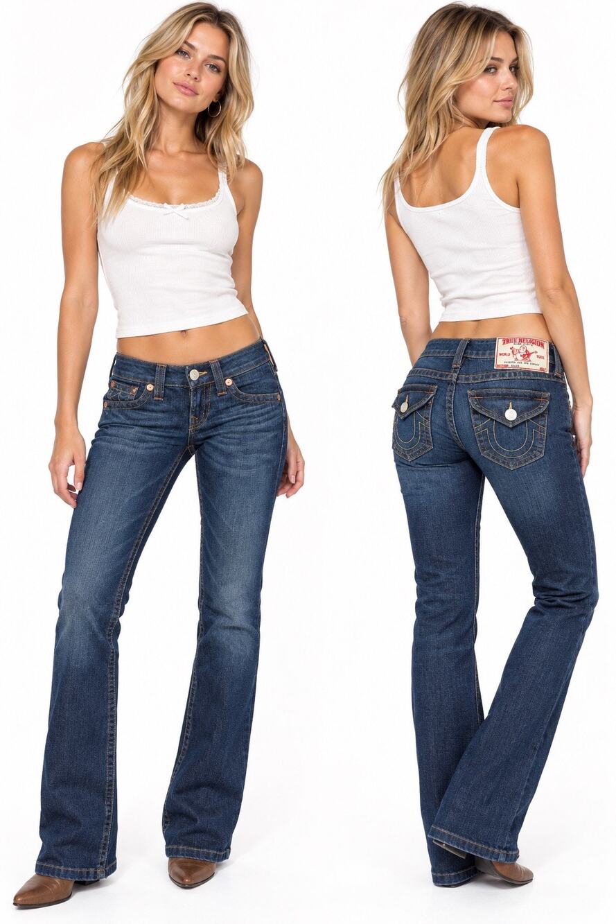 Vintage ‘00s True Religion Billy Dark Wash Low Rise Jeans Size 26 Made in U.S.A.